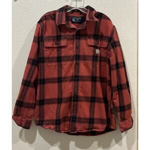Carhartt Men’s Loose Fit Plaid Button Shirt Size Medium Red 100% Cotton